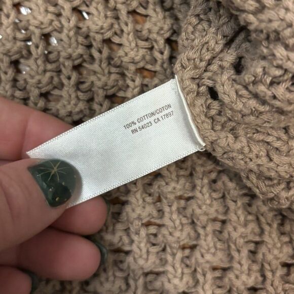 Old Navy Open Knit Cotton Sweater Neutral Crochet Top Size S - Picture 6 of 6